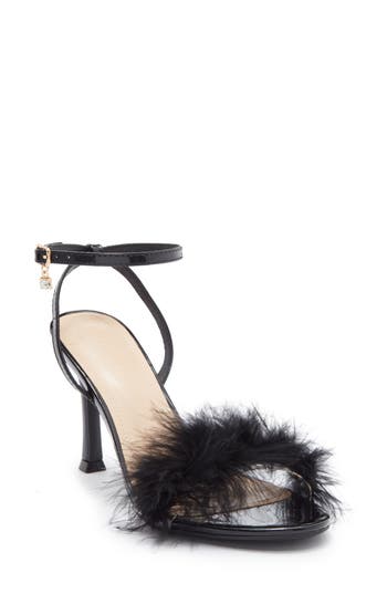 Wild Diva Lounge Safina Faux Fur Heel Sandal In Black