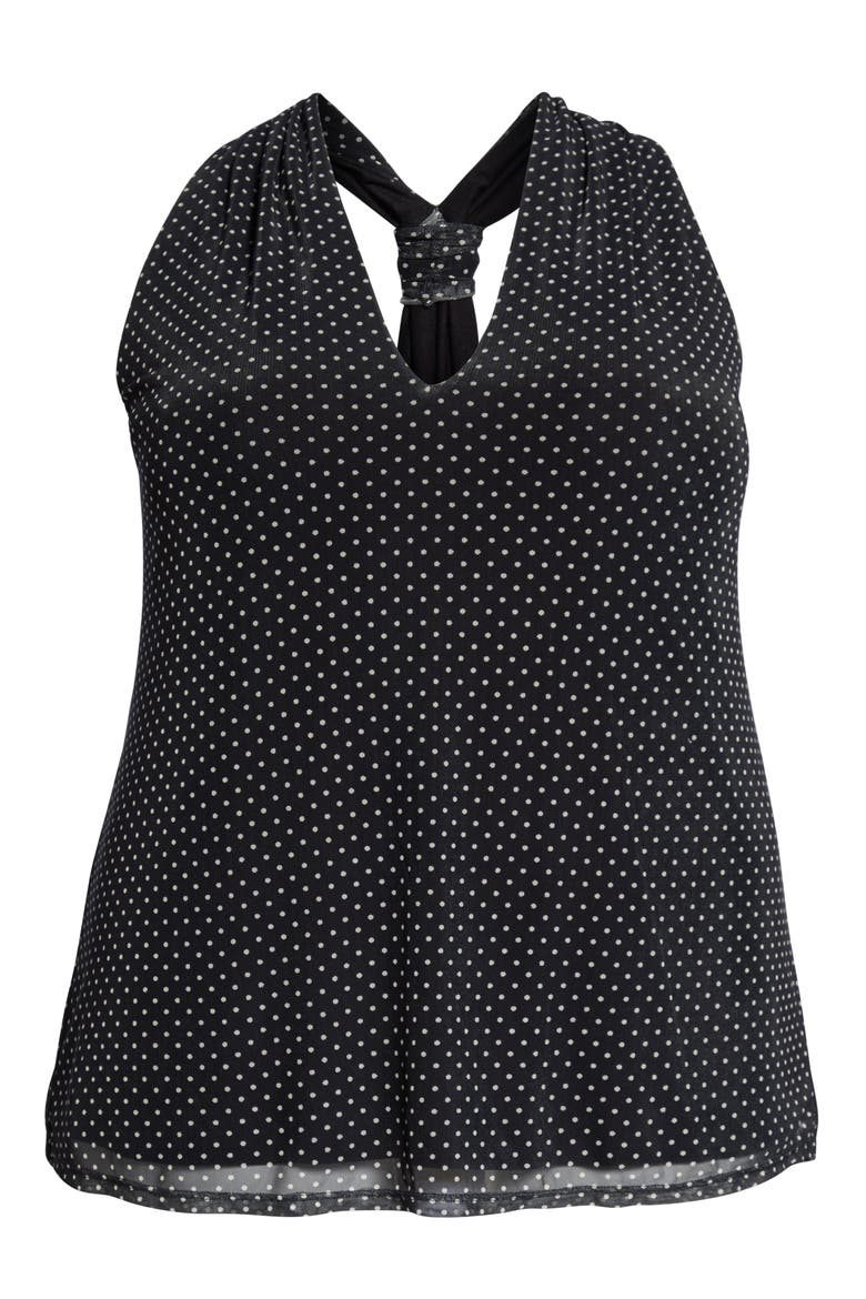 Dot Mesh Tank, Alternate, color, BLACK/ IVORY