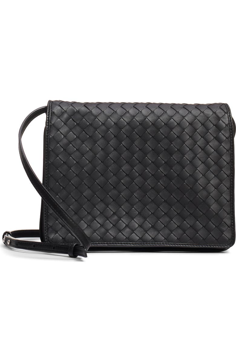 Bottega Veneta Intrecciato Leather Crossbody Flap Bag, Main, color,