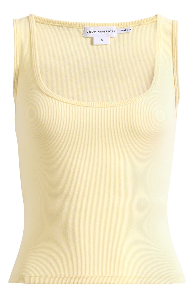Good American Scoop Neck Micro Rib Tank, Alternate, color, Light Ray