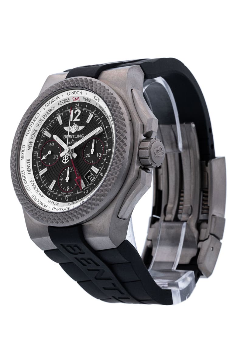 Watchfinder & Co. Breitling Preowned 2020 Bentley B04 GMT EB0433 Automatic Rubber Strap Watch, 45mm, Alternate, color, Black