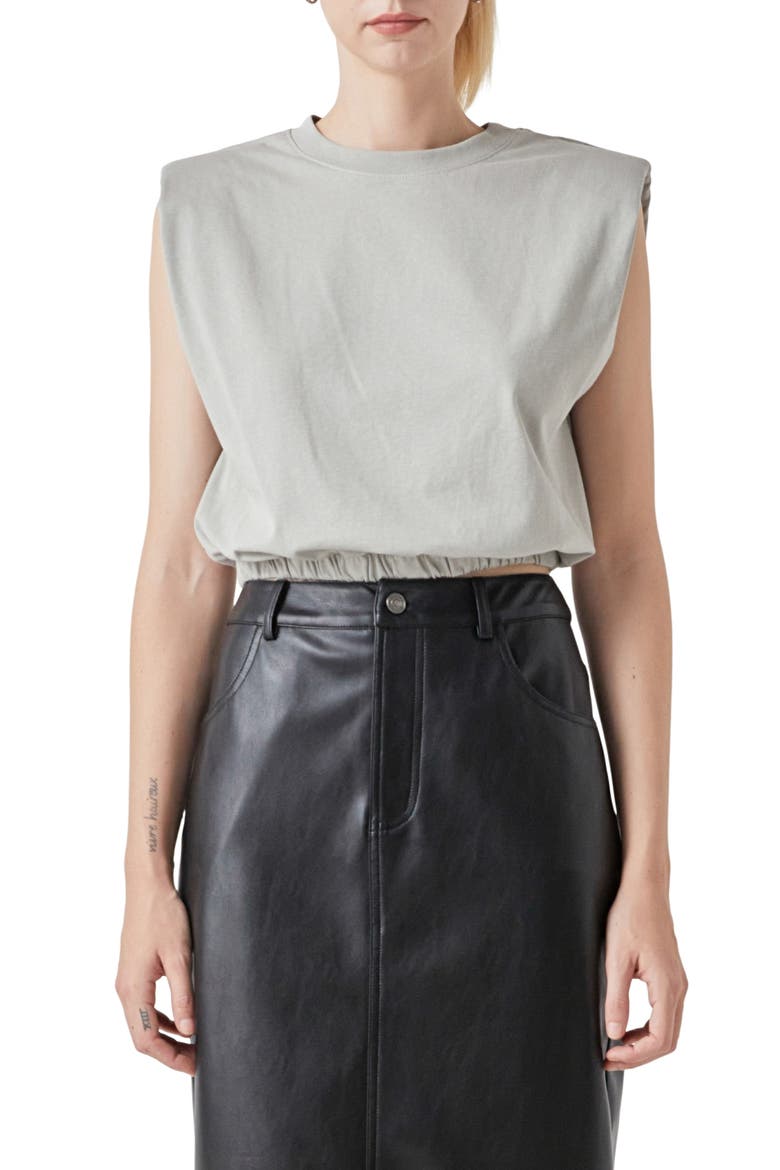Open Back Crop T-Shirt, Main, color, GREY