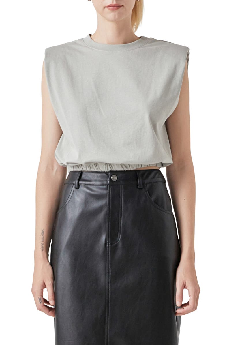 Grey Lab Open Back Crop T-Shirt, Main, color, Grey