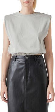 Grey Lab Open Back Crop T-Shirt
