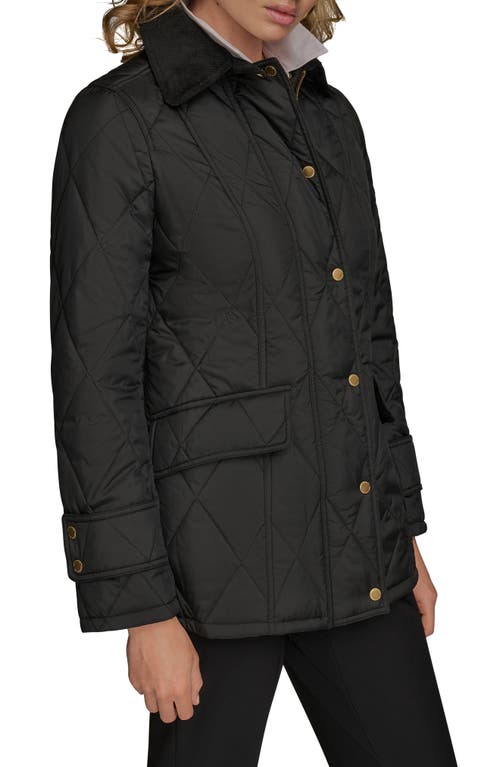 Donna Karan New York Water Resistant Quilted Barn Jacket In Black