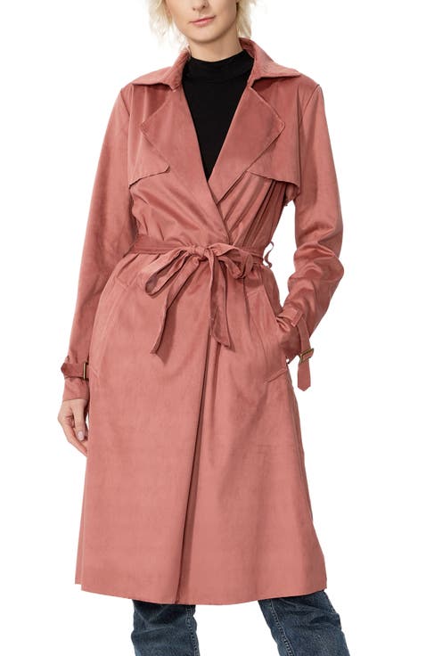 Women's Aria Long Faux Suede Trench Coat