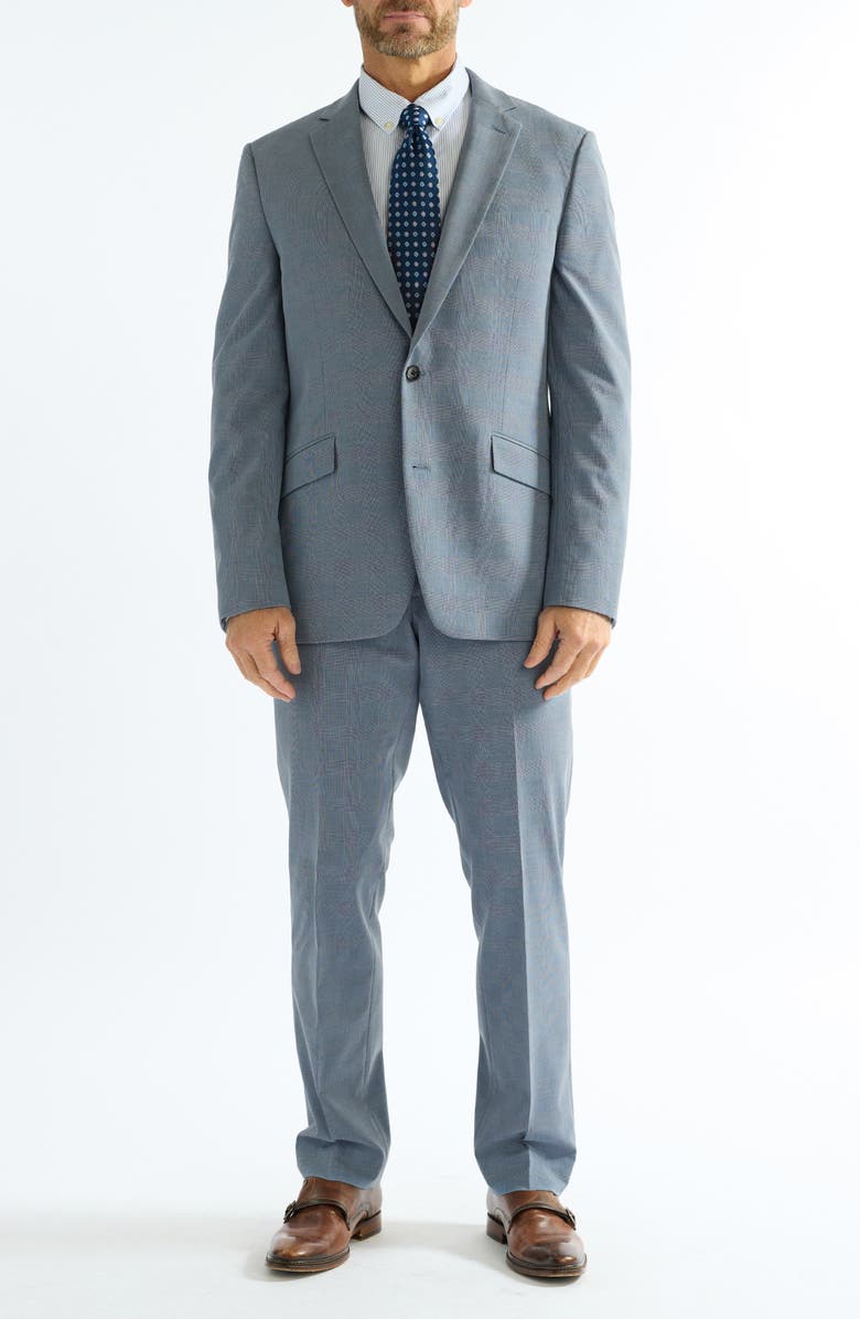 SAVILE ROW CO Hoxton Blue Plaid Stretch Suit, Main, color, Blue