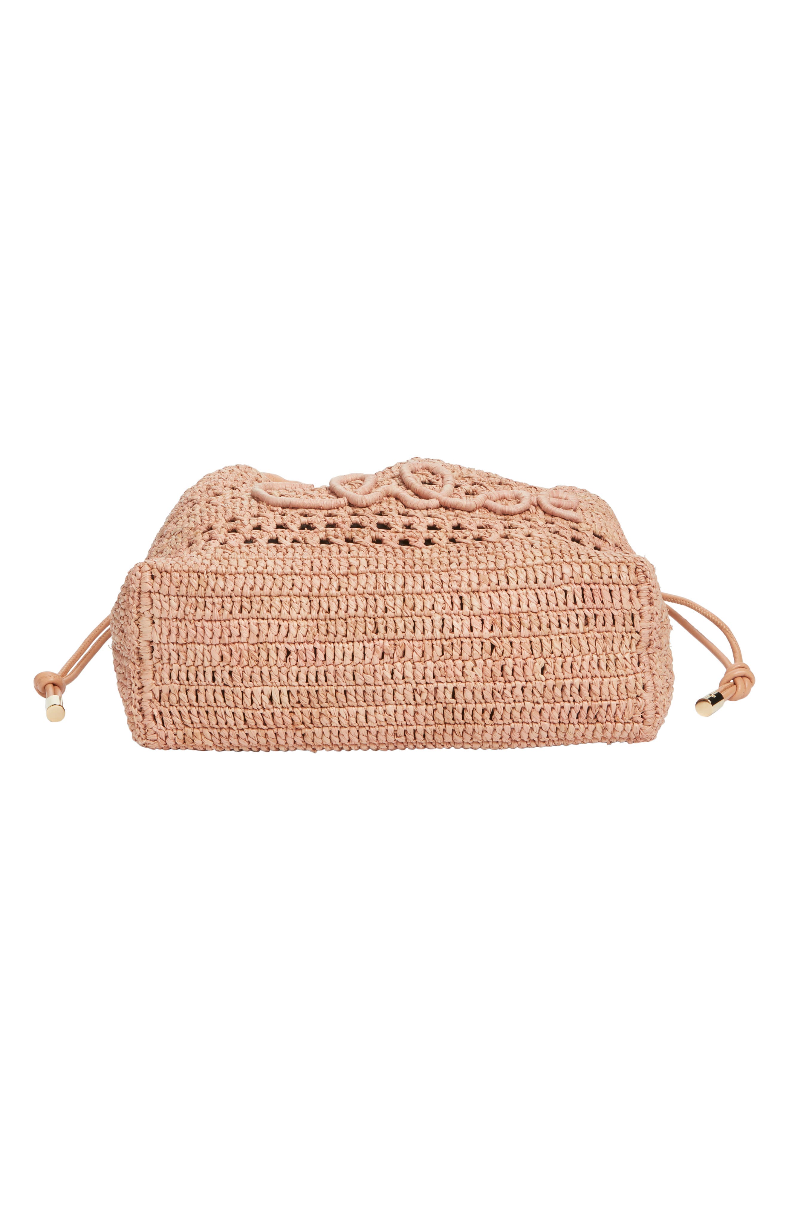 Chloé Mini Summer Banana Woven Raffia Drawstring Shoulder Bag, Alternate, color, Summery Beige