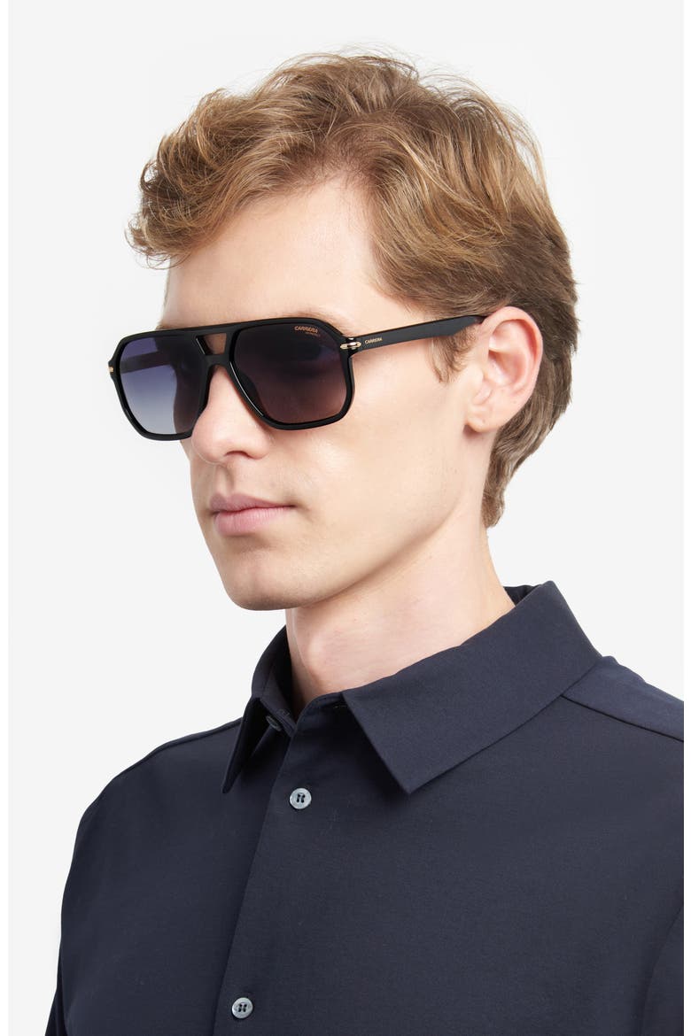 59mm Rectangular Sunglasses, Alternate, color, BLACK/ GREY SHADED