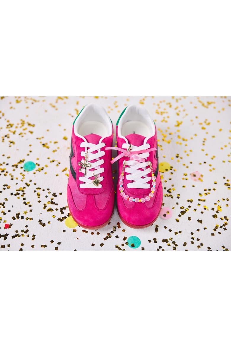 Better with a Bow Beads Charms and Bows Shoe Charm Set 4pc - Gold Bow, Heart Charm, Bead Chain, and Pink Ribbon Bow with Lobster Clips, Alternate, color, Multicolor