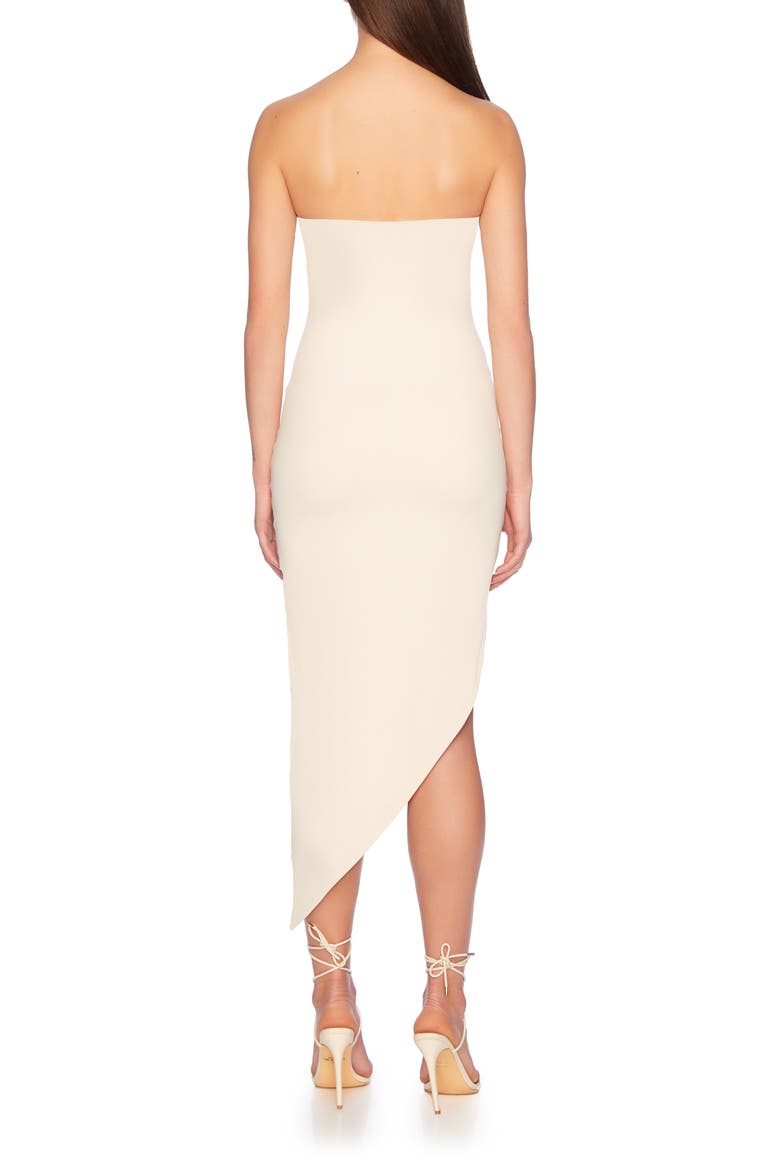 Asymmetric Strapless Dress, Alternate, color, BLANCHED ALMOND