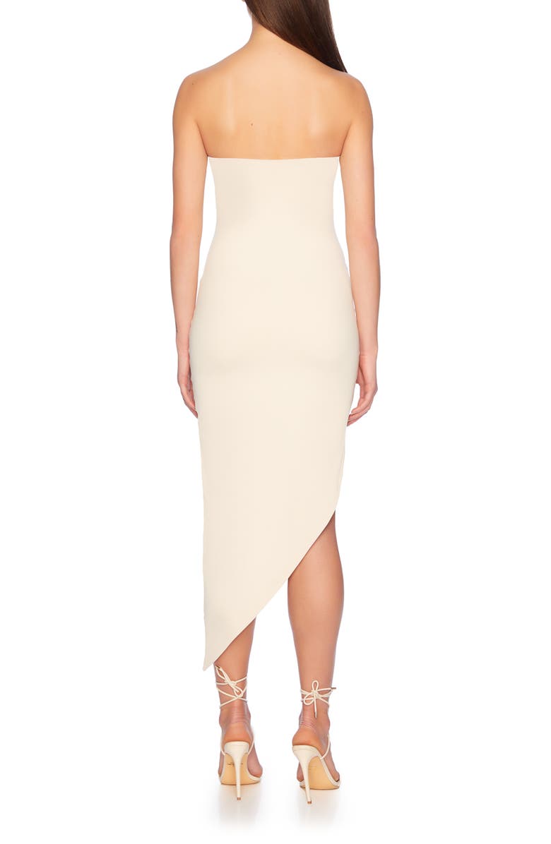Susana Monaco Asymmetric Strapless Dress, Alternate, color, Blanched Almond