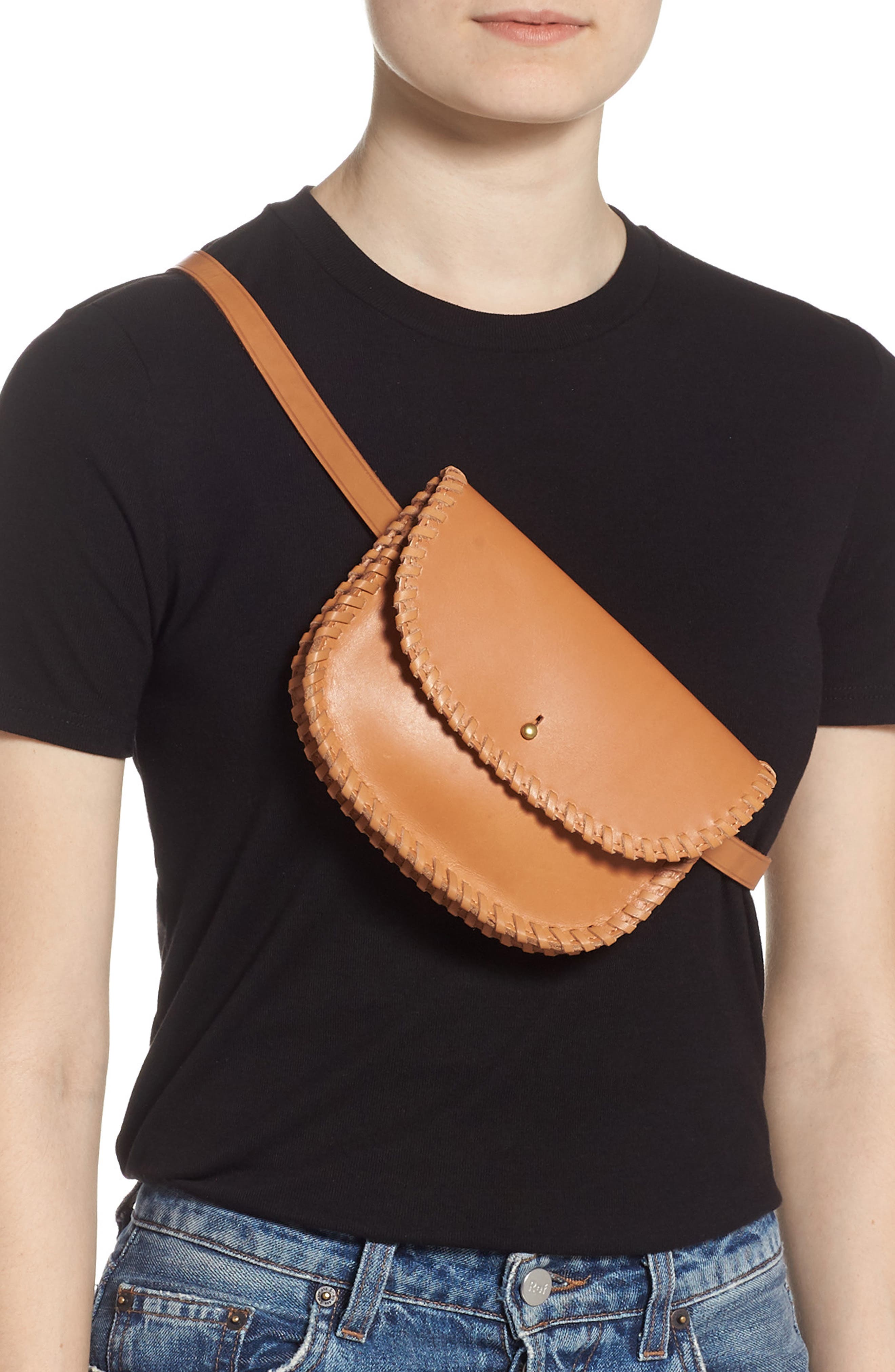Whipstitch Belt Bag, Alternate, color, ENGLISH SADDLE