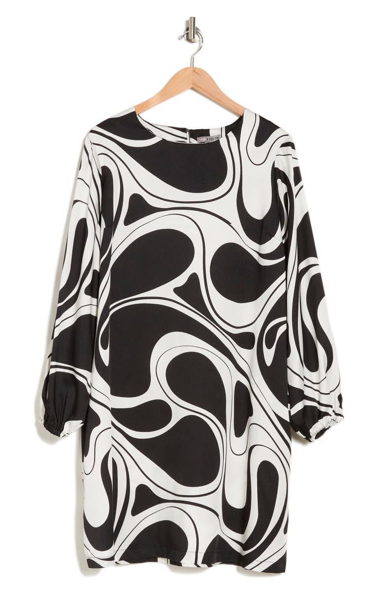 BY DESIGN Bree Long Sleeve Shift Dress, Alternate, color, Swirl Girl