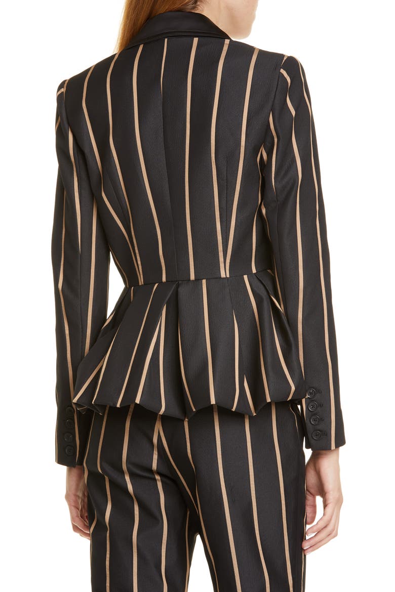 Stripe Peaked Lapel Jacket, Alternate, color, BLACK/ BEIGE