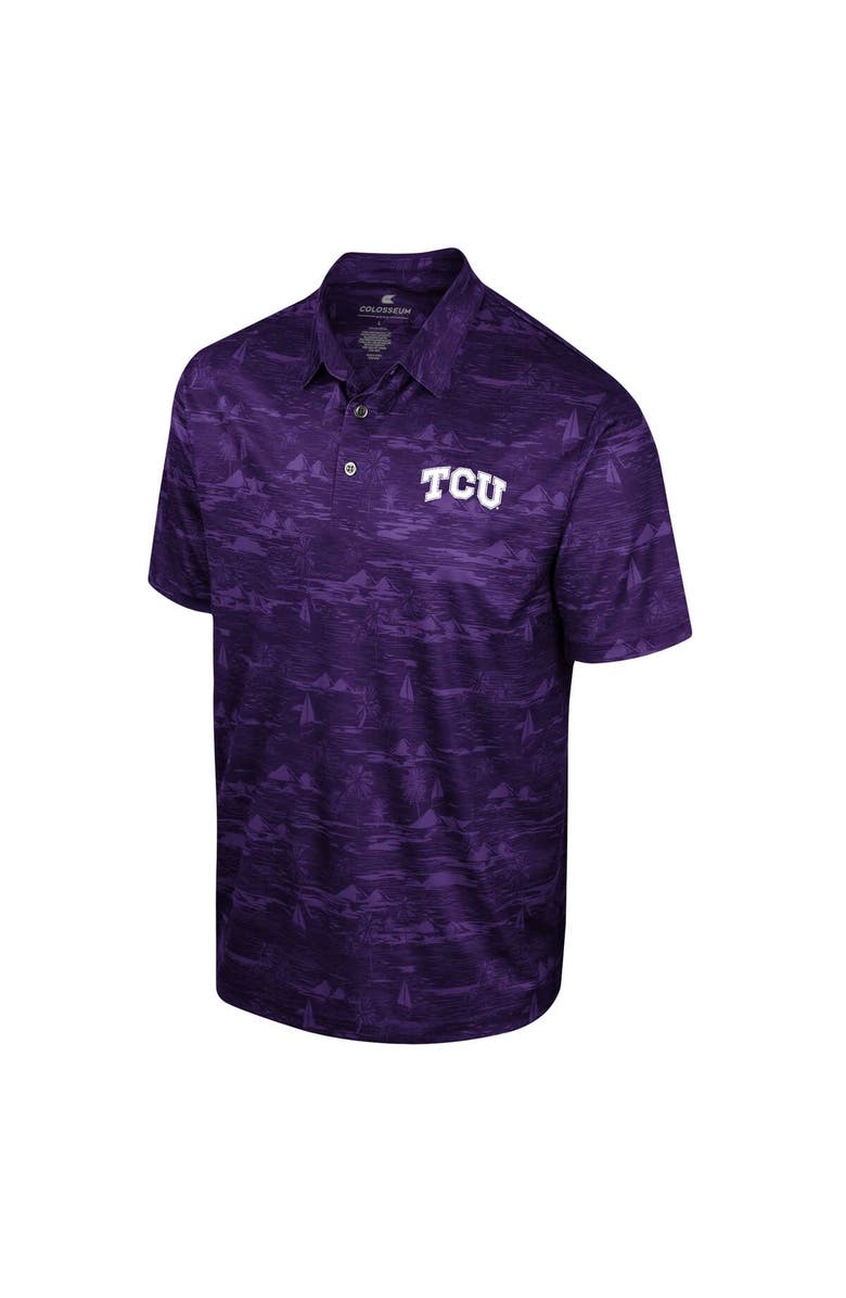 COLOSSEUM Men's Colosseum Purple TCU Horned Frogs Daly Print Polo, Alternate, color, 