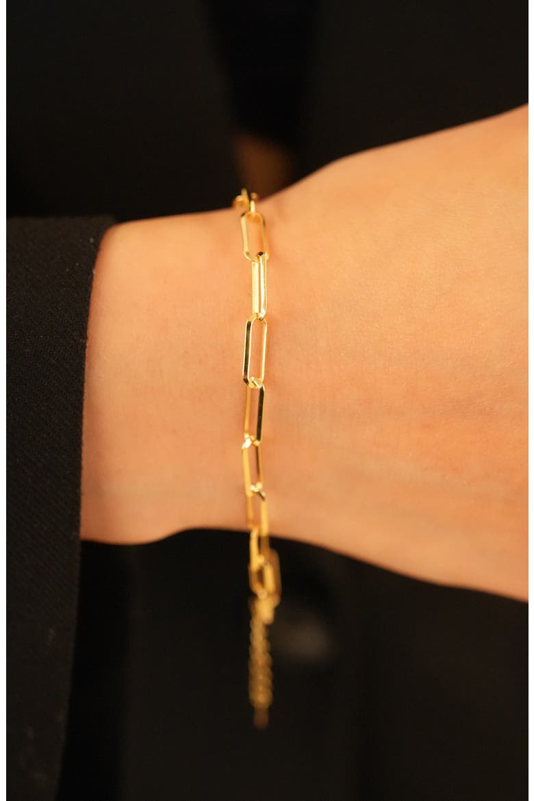 Paper Clip Chain Bracelet, Alternate, color, GOLD
