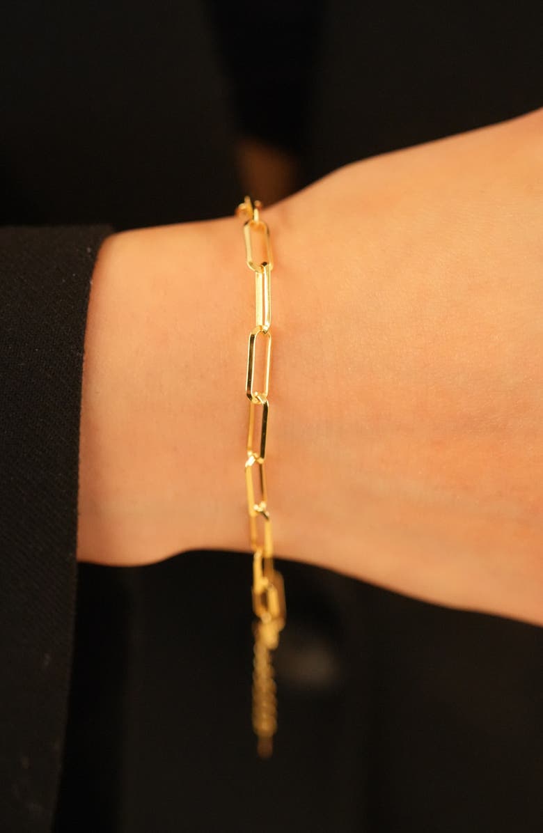 Argento Vivo Sterling Silver Paper Clip Chain Bracelet, Alternate, color, Gold