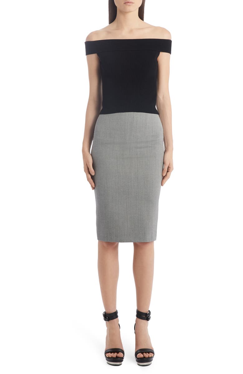 McQueen Alexander McQueen Off the Shoulder Rib Sweater, Alternate, color, 