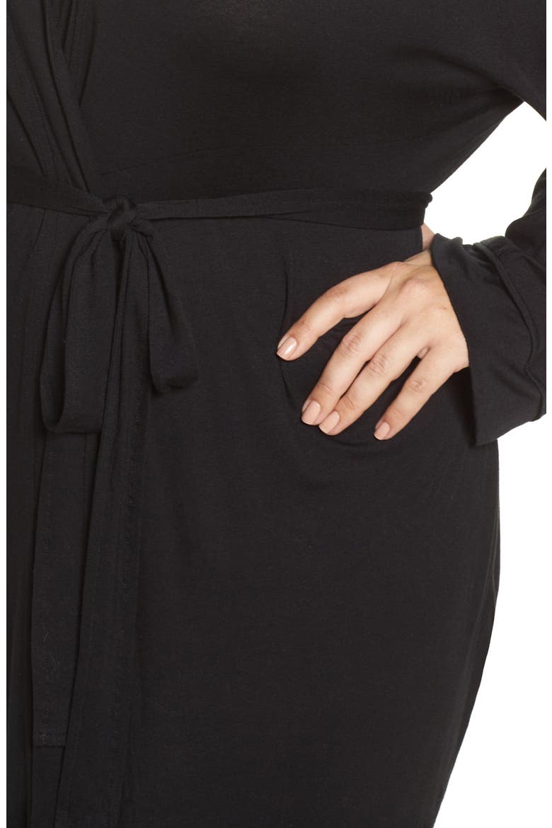 Intimates All American Jersey Robe, Alternate, color, BLACK