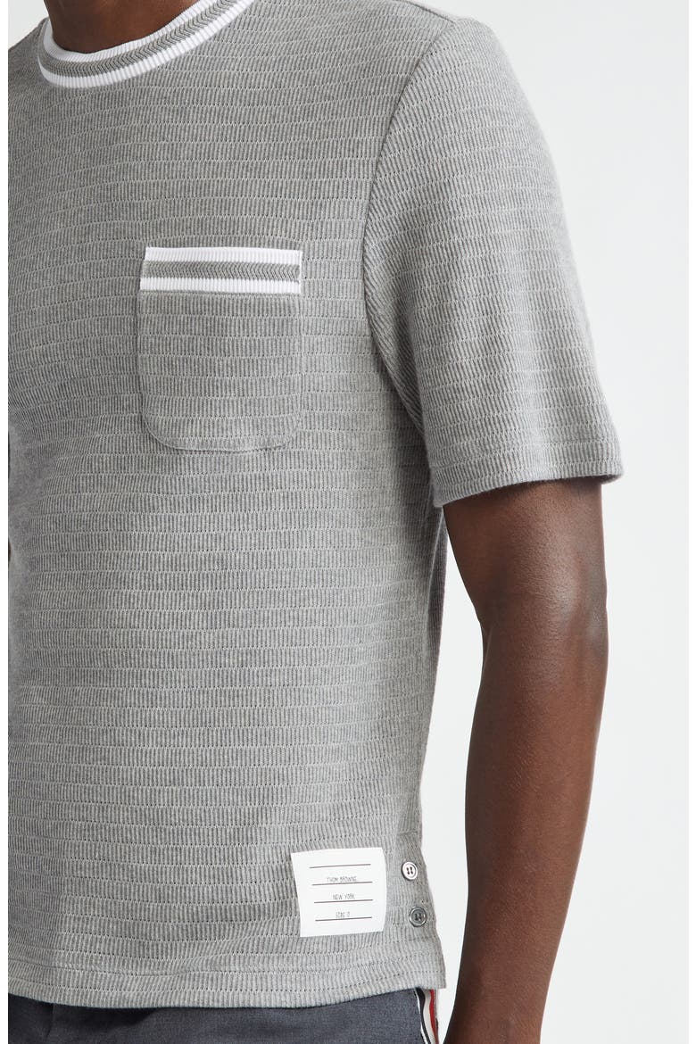 Stripe Trim Cotton T-Shirt, Alternate, color, LIGHT GREY