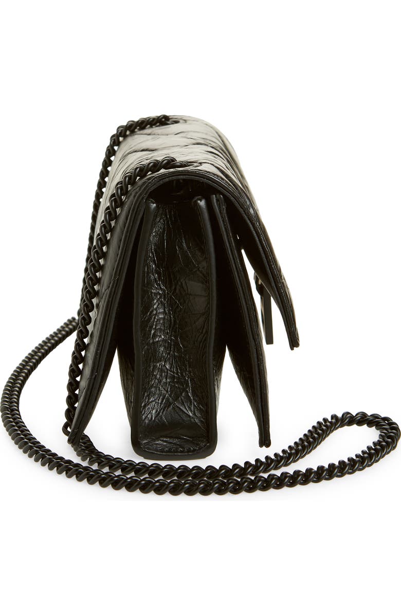 Balenciaga Crush Quilted Crinkle Leather Wallet on a Chain, Alternate, color,