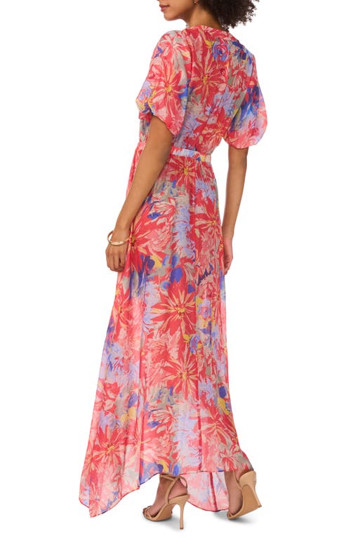 Vince Camuto Floral Handkerchief Hem Maxi Dress In Red