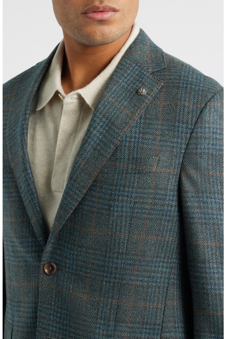 McAllen Green Plaid Soft Constructed Wool & Silk Sport Coat, Alternate, color, OLIVE