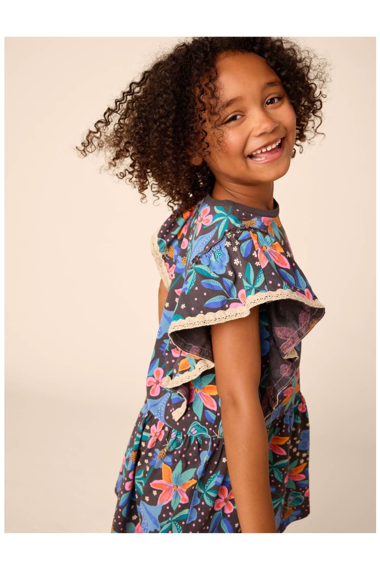 Crochet Trim Ruffle Dress, Alternate, color, Brazilian Painted Floral