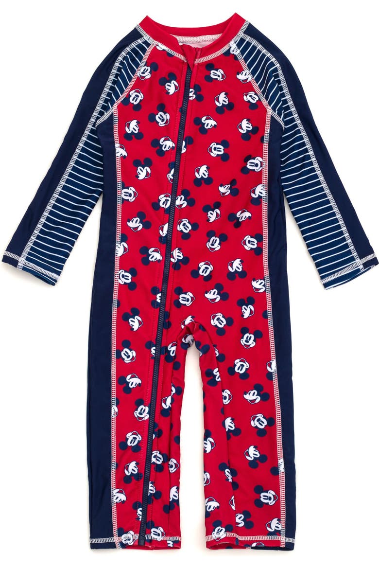 Mickey Mouse 2-Piece Swimwear Sunsuit and Hat Set, Alternate, color, Mickey Red Navy
