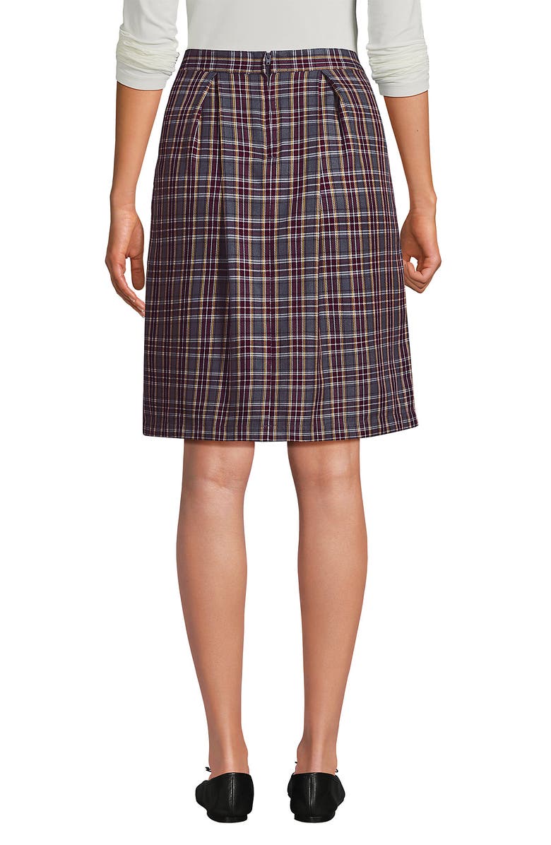 Lands' End Top of Knee Plaid Skort, Alternate, color, Plaid Gray Heather/Maroon