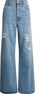 FRAME The Loose Ripped Wide Leg Jeans