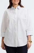 Foxcroft Margie Three-Quarter Sleeve Cotton Button-Up Shirt