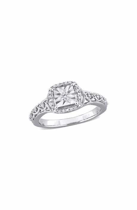 DELMAR Diamond Halo Art Deco Ring