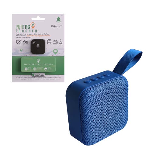Pursonic On-the-go Essentials Bundle Wireless Speaker & Purtag Tracker In Blue
