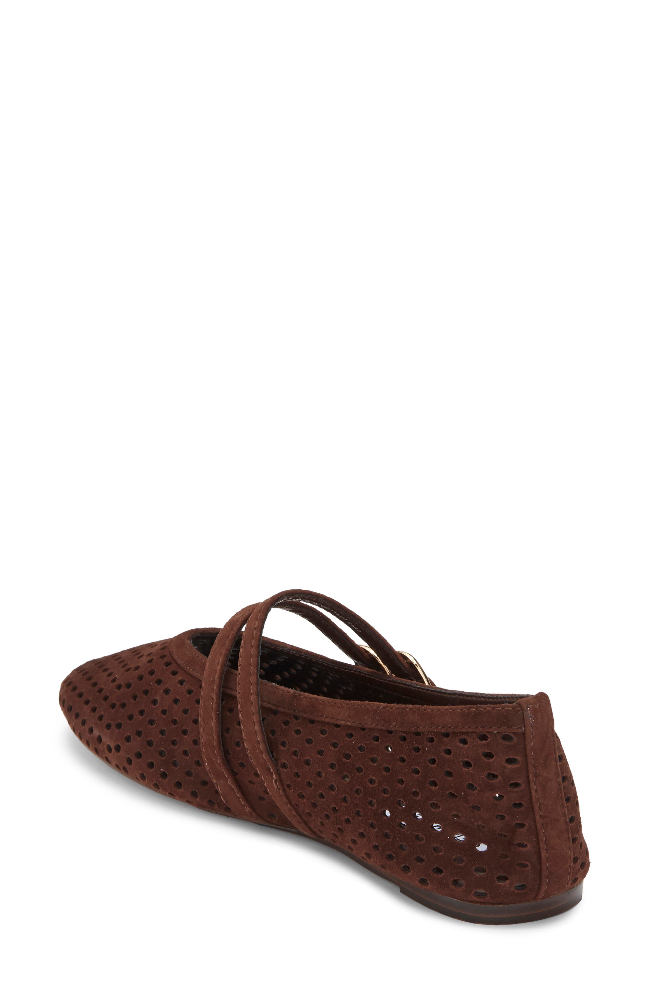 Lissa Perforated Mary Jane Flat, Alternate, color, BROWN SUEDE