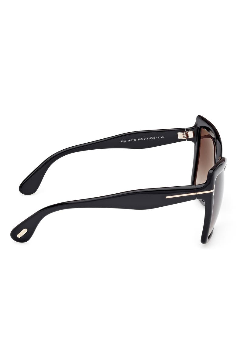 TOM FORD Fiore 63mm Oversize Gradient Butterfly Sunglasses, Alternate, color, Black Eco / T Logo / Smoke