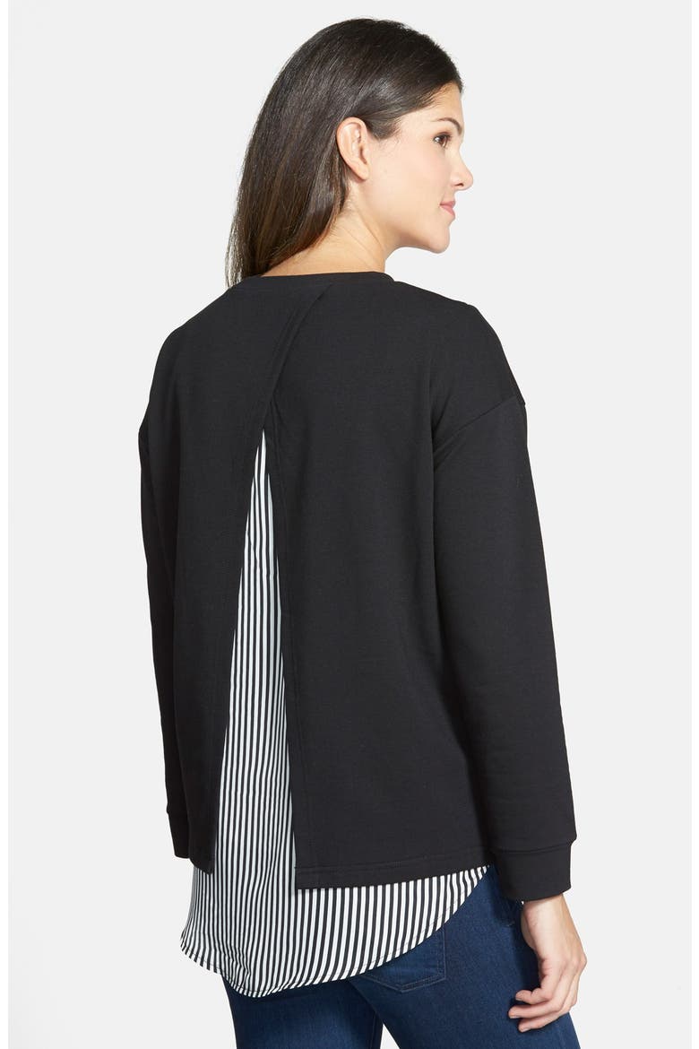 'Alex' Layered Look Maternity/Nursing Sweatshirt, Alternate, color, BLACK