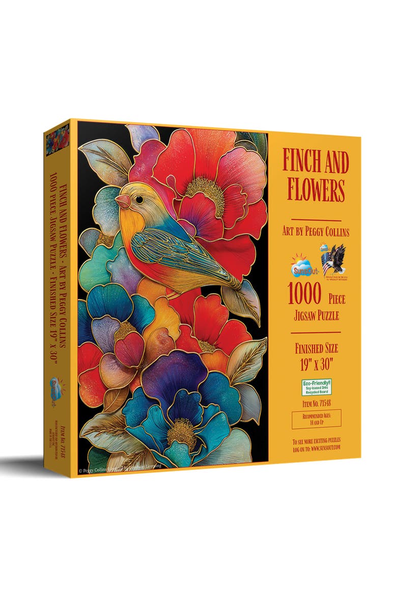 Finch and Flowers 1000 piece Jigsaw Puzzle for Adults, Main, color, Multicolor