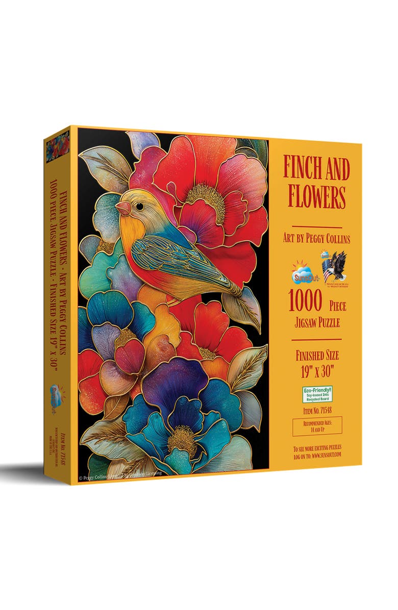 Sunsout Finch and Flowers 1000 piece Jigsaw Puzzle for Adults, Main, color, Multicolor