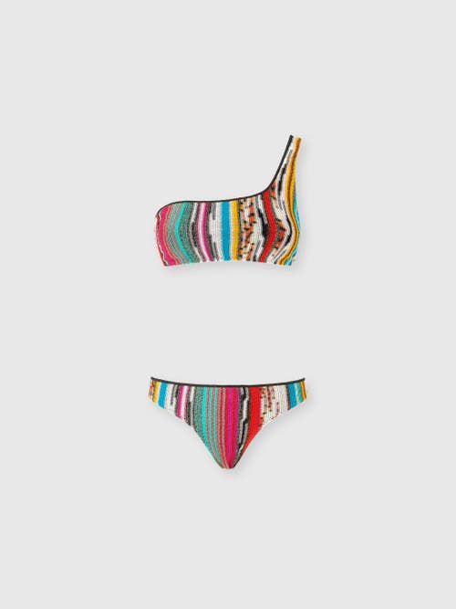 Missoni One-shoulder Multicolored Striped Bikini In Multicoloured