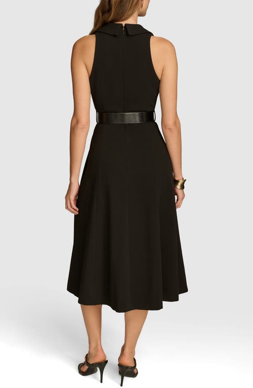 Donna Karan New York Belted Sleeveless Midi Dress In Black