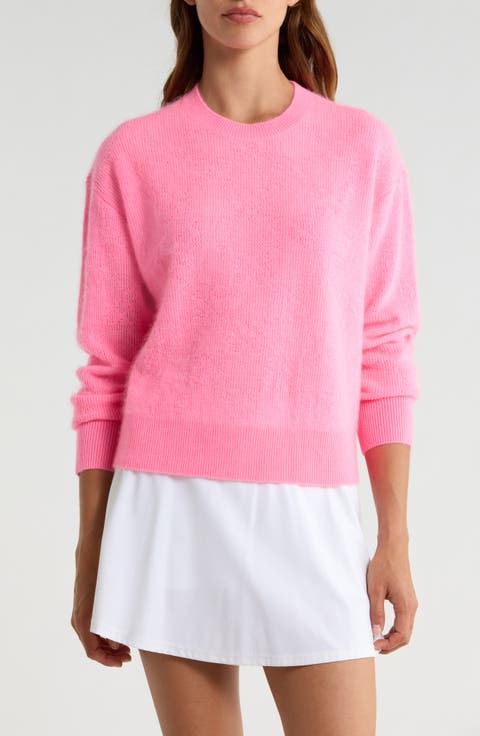 Pointelle Brushed Cashmere Crewneck Sweater