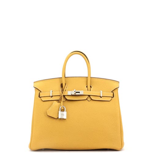 Pre-owned Hermes Hermes Birkin Handbag Yellow Togo With Palladium Hardware 25 In Yellow