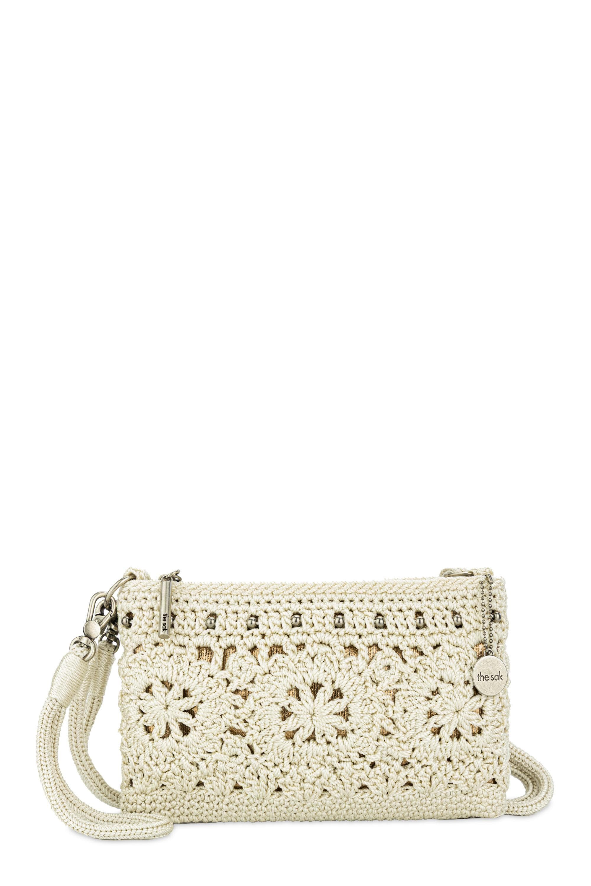 The Sak Vita Hand Crochet Crossbody Wristlet, Alternate, color, Natural Medallion