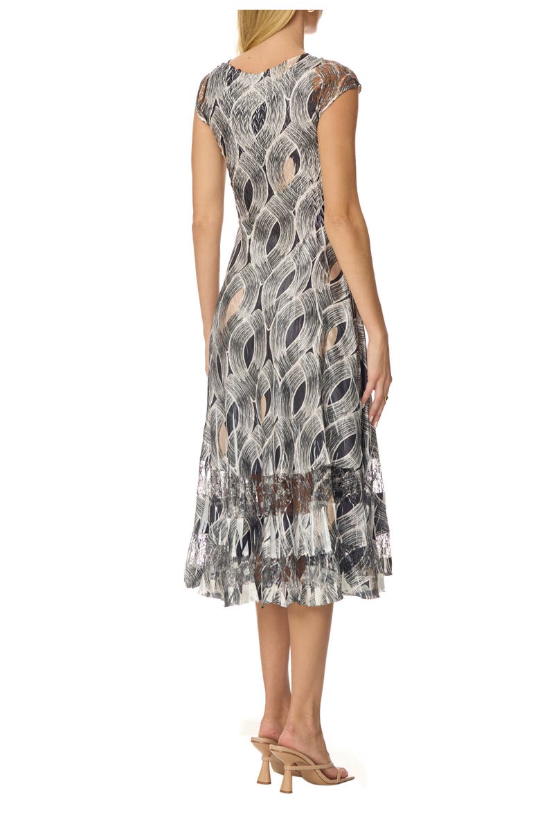 Komarov Lace Inset Charmuese Dress with Cap Sleeves, Alternate, color, Black Eye