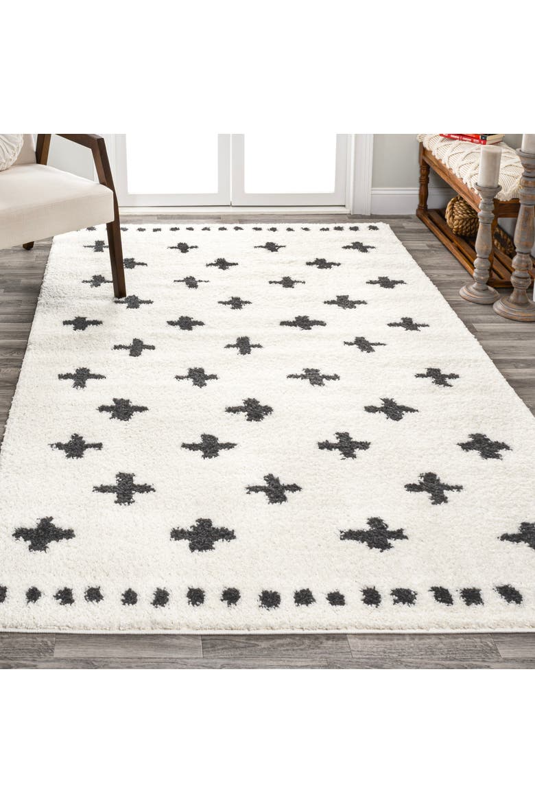 Cristo Berber Geometric Shag Area Rug, Alternate, color, White/Gray