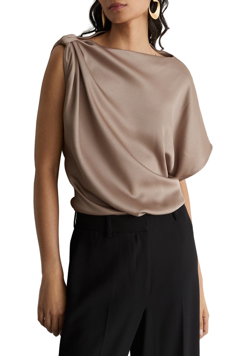 Kezia Twisted Draped Top, Main, color, CHAMPAGNE NEUTRAL