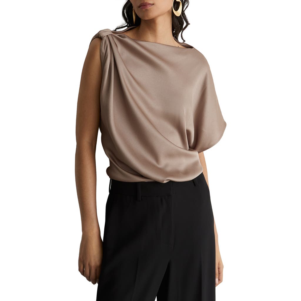 Reiss Kezia Twisted Draped Top in Champagne Neutral at Nordstrom, Size 4
