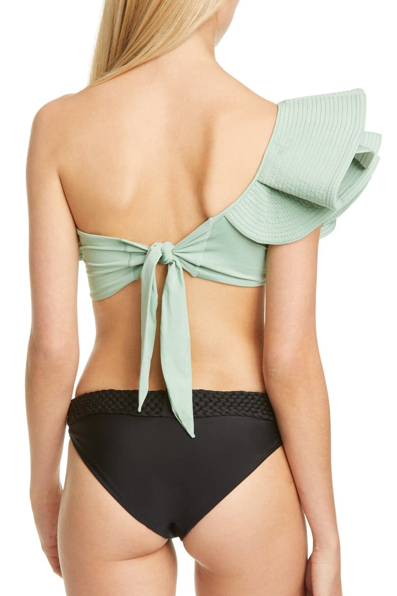 Ruffle One-Shoulder Bikini Top, Alternate, color, MINT